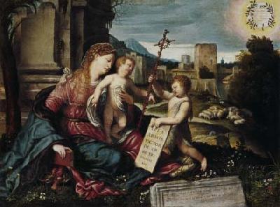 Alessandro Bonvicino Madonna with Child and the Young St John Spain oil painting art